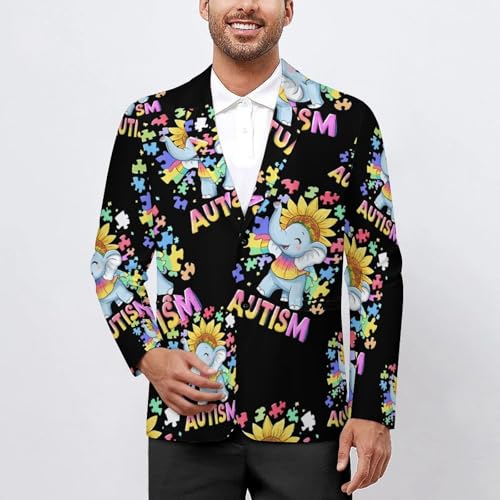 Autism Awareness Elephant Casual Men's Blazers Two Button Lapel Suits Jacket Lightweight Sport Coats2