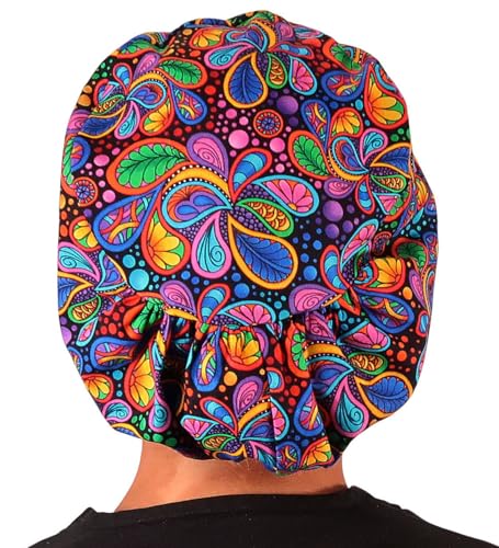Image of Sparkling EARTH Riley Medical Scrub Caps with Flat Front and Roomy Back - Adjustable Cord Lock Closure