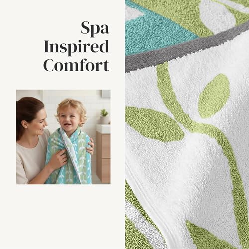 Image of Modern Threads 6 Piece Bath Towel Set - Bathroom Set with 2 Bath Towels, 2 Hand Towels, and 2 Wash Cloths - 100% Cotton, Super Absorbent & Extra Soft - Reversible Natural Vine (Sage Green)