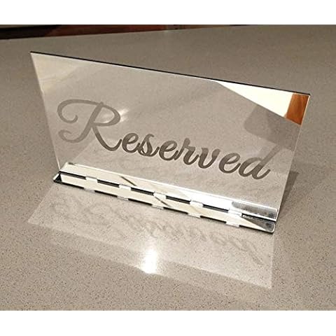 YongPan Set of 2 Acrylic Mirror Reserved Table Sign, Acrylic Freestanding Decoration, Acrylic Free Standing Reserved Wedding Signs (Silver) Cover