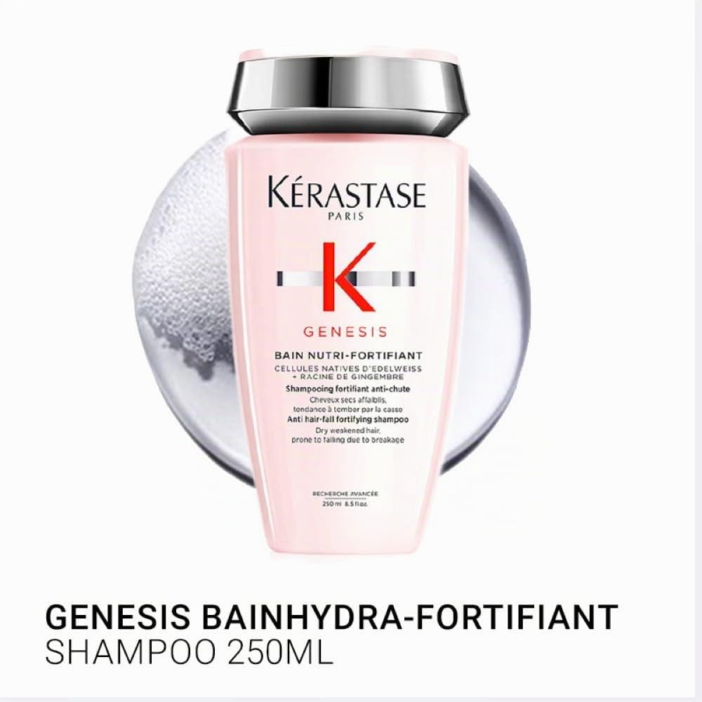 Kérastase, duo shampoo fortificante anticaduta Genesis Bain Nutri-Fortifiant 250 ml e balsamo fortificante Genesis Fondant Renforcateur 200ml (etichetta in lingua italiana non garantita)