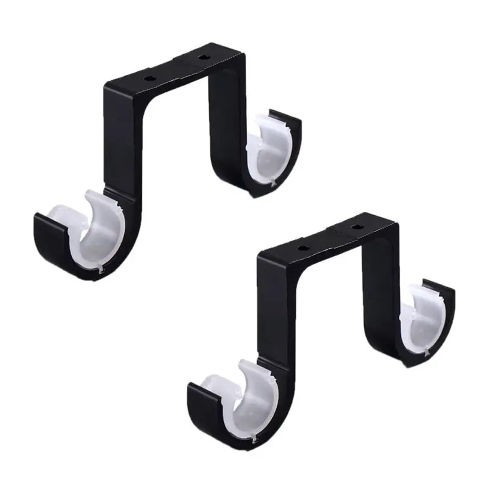 RUWLFE 4 Pcs Double Curtain Rod Bracket Aluminum Alloy Hang Holders for Poles, Wall Rod(Black)