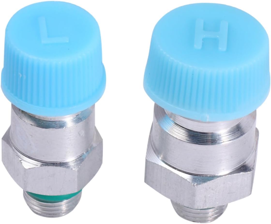 Cabilock 2pcs Universal Car Ac Air Hose Quick Coupler High Low Pressure Refrigeration Fitting with Core Lid Rubber Gasket Compatible with R134a Air Conditioning Recharge Random Color