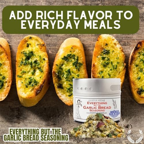 Everything But The Garlic Bread Seasoning | Gourmet Spice Blend | Non GMO, All Natural | Handmade in Small Batches in USA | Artisanal Seasoning Mix | Magnetic Tin | GLP-1 Friendly | Sustainably Sourced Rub | Ultra Premium | Gustus Vitae | #848