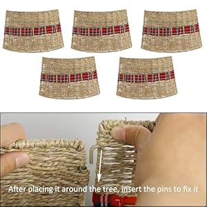 Blissun christmas tree collar rattan farmhouse christmas tree ring natural woven rustic christmas tree skirt plaid large  urban country home decor