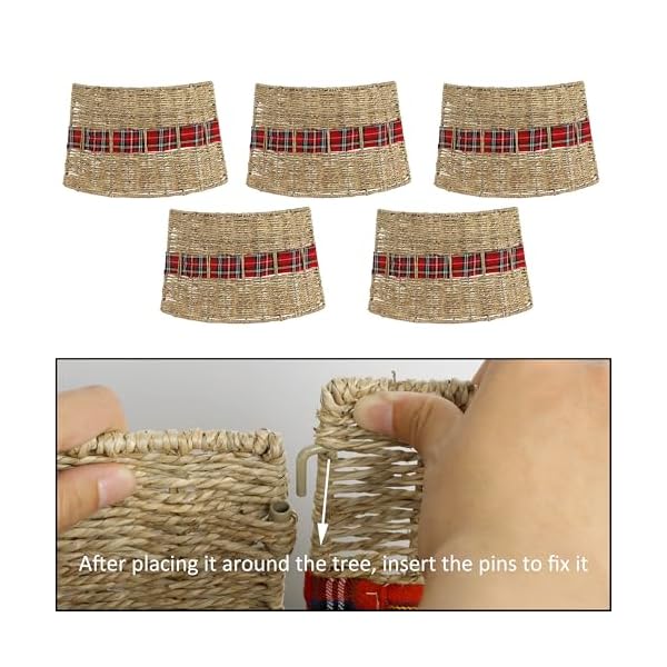 Blissun christmas tree collar rattan farmhouse christmas tree ring natural woven rustic christmas tree skirt plaid large  urban country home decor