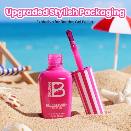 Image of Beetles Hot Pink Gel Polish - Beetles Summer Voyage BikiniPink Summer Nails, Hot Pink Gel Nail Polish, Same Color Bottle, Soak Off UV LED Neon Nails, Long-Lasting Manicure Salon DIY Home for Holiday