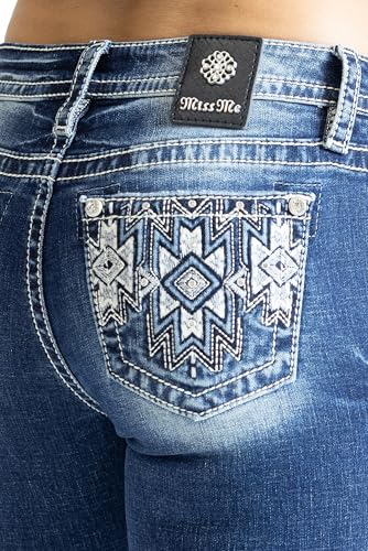 Miss Me Women's Aztec Embroidered Diamond Mid-Rise Bootcut Jeans4