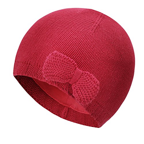 Vivobiniya Toddler Baby Girl Lovely Bowknot Knit Hats Baby Hats 6m-4years Old (1-2years Old(Head Circumference 18.8-19.6in), red)