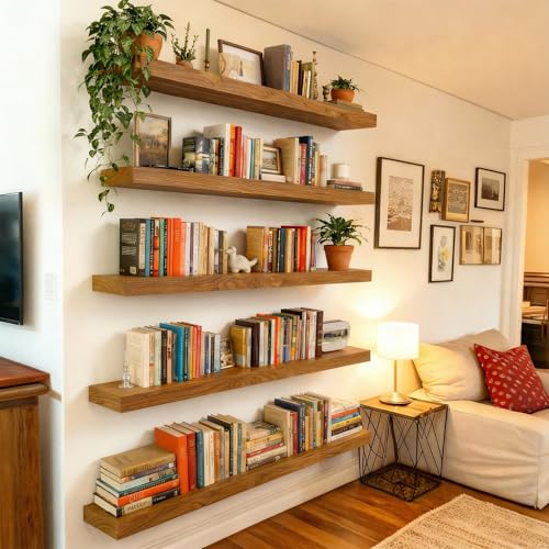 Image of ROGMARS 36 Inches Long Walnut Floating Shelves
