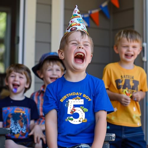 2-6 Years Birthday Boy Shirts Construction Excavator Cotton Short Sleeve T Shirt3