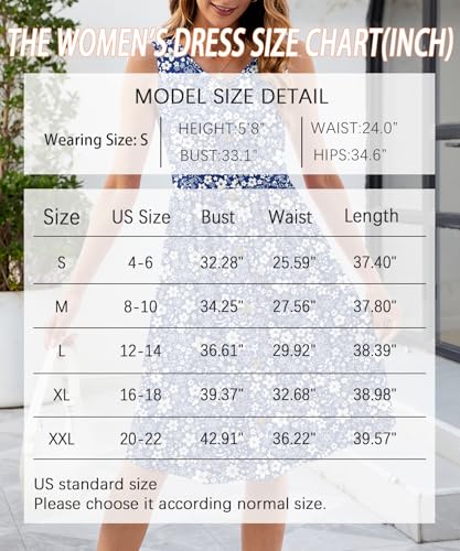 Image of KUOTAI Womens Summer Dresses Sleeveless Casual Loose Swing Button Down Midi Dress V-Neck Flowy A-Line Sundress(Blue Flor, X-Large)