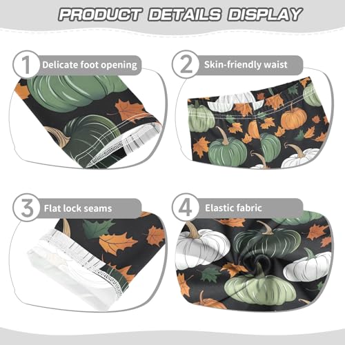 Girls' Athletic Leggings Ankle Length Yoga Dance Pants Kids Teen 4T Pumpkin Maple Leaves3