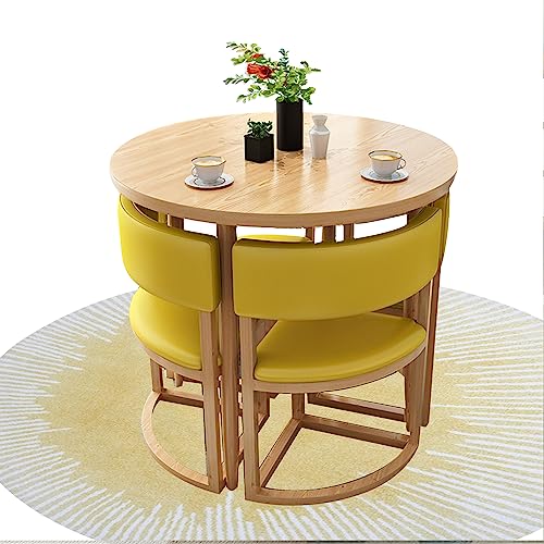 Moderno juego de comedor de 80 cm, mesa con 4 sillas, muebles de cocina y oficina, elegante decoración de comedor, diseño compacto para el hogar y los espacios de comedor