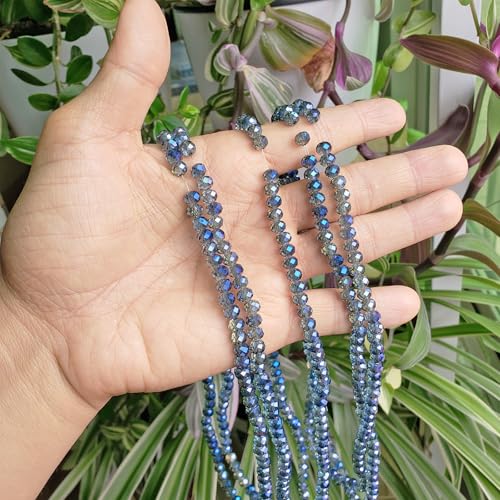 Image of 6mm Rondelle Clear Blue Glass Beads for Jewelry Making 720pcs Faceted Briolette Shape Crytal Spacer Beads for Bracelet Necklace, bz-wholesale-6mm-Clear Blue-n