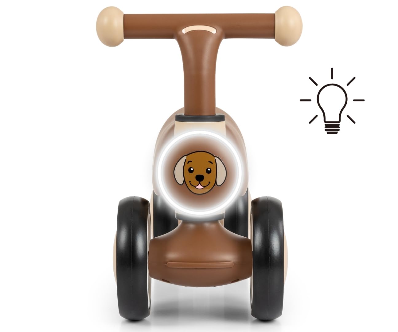 Milly Mally Jeździk dziecięcy YORK +12m LED dźwięki koła piankowe prezent na roczek (Beige)