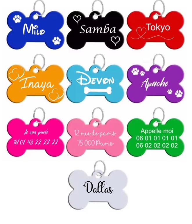 Médaillon Personnalisé pour animaux de compagnie, médaille pour Chien en forme d'os avec Gravure personnalisable, plaque d'identification en acier...