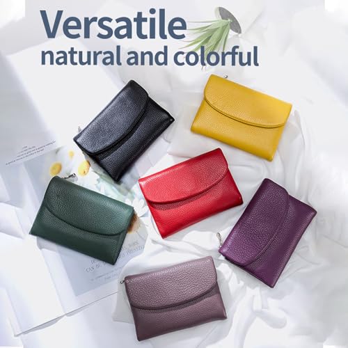 Unisex Pebble Leather Wallet,Genuine Leathers Wallets for Women,Short Genuine Leather Coin Card Holder, Can Hold Coins, Id Cards (yellow)3