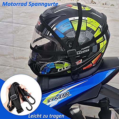 MEKEET 2 Piezas Ajustable Correa de Casco Elastico, Cuerda elástica para Equipaje con Ganchos, Pulpos elásticos Cinturón Tensor, para Motocicleta Casco Bicicleta Equipaje Mochila