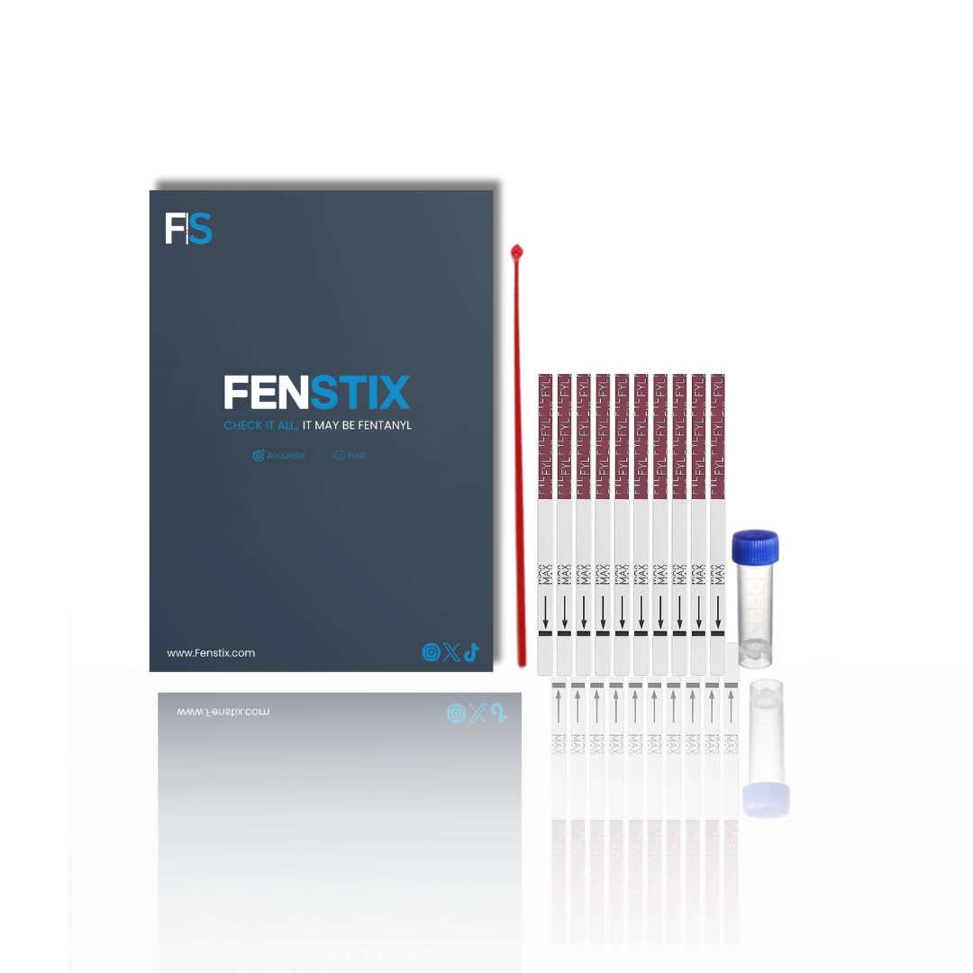 Fentanyl Test Strips - Testing Kit - 10 Pack with 10mg Spoon & Testing Vial - Accurate for Powder, Liquid, and Pill substances - Rapid Results - Lab Tested - Highly Sensitive