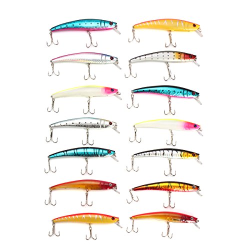 ShopSquare64 La porciAn de ZANLURE 14pcs / Set mezclA el bajo de los Minnow de Wobbler Pesca seAuelos los Ganchos de los trastos de Crankbait