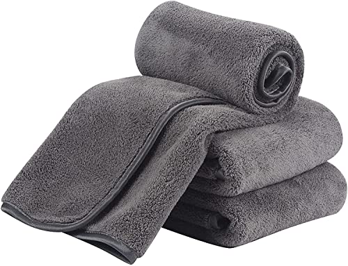 Image of Auto Hub Heavy Microfiber Cloth 500 GSM (Size 60cm x 40cm) /Pack of 3,for Car Cleaning and Detailing, Double Sided, Extra Thick Plush Microfiber Cloth Lint-Free, Color:- Grey