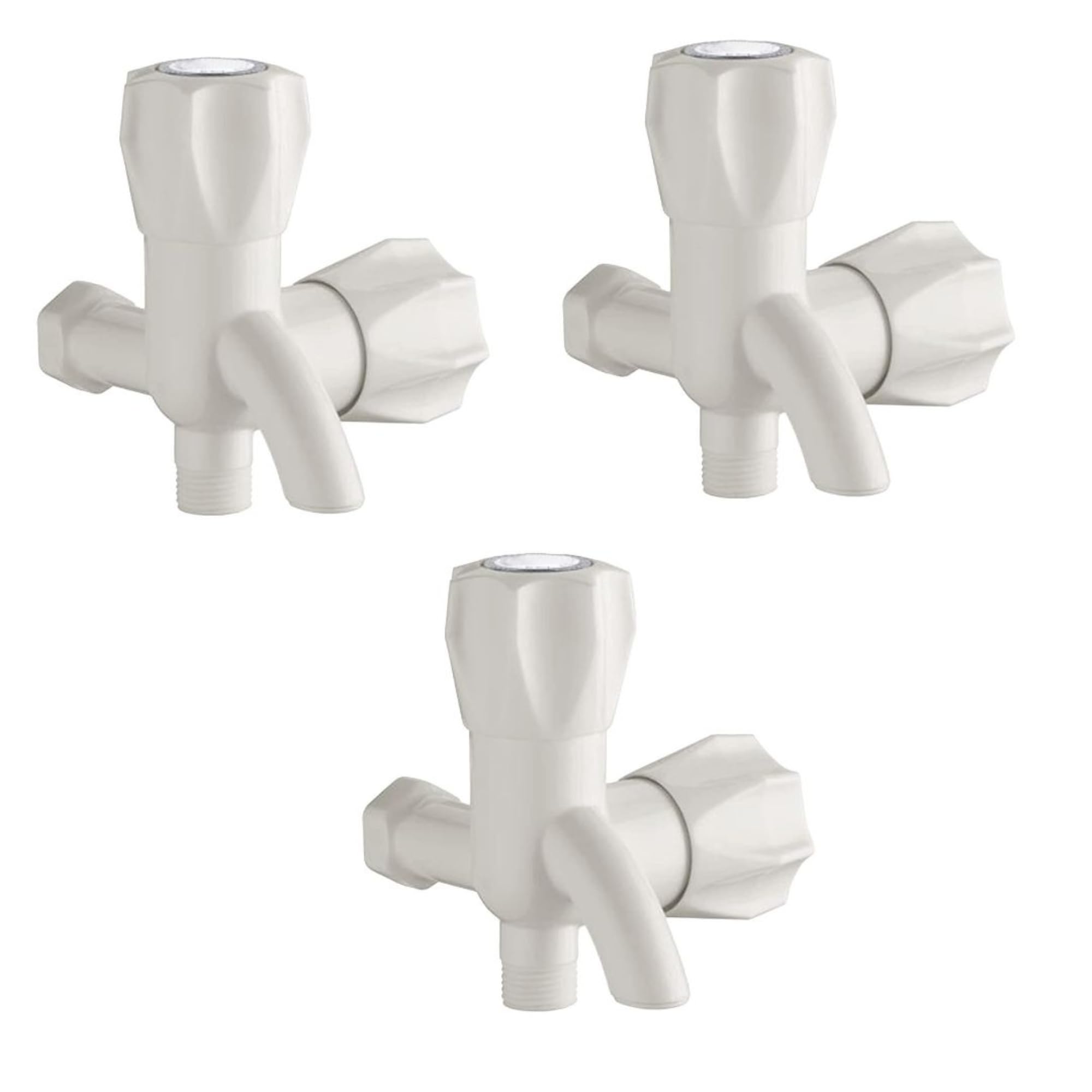 EchinTock 2 in 1 Bib Cock Tap Combo Pack | Wall Mount Plastic Faucet with Dual Outlet for Bucket & Pipe Connection | Leak-Proof Bathroom Kitchen Water Tap (Pack of 3)