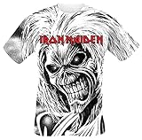 Iron Maiden Killers Allover Hombre Camiseta Blanco L, 100% algodón, Regular