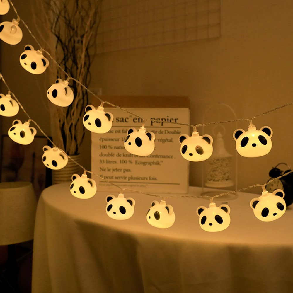 Fantasee1.5M 10 LED Panda Head String Lights Battery Operated LED Fairy Fantastic Lights for Bedroom Baby Room Child Room Birthday Party Decor (4.9ft 10LED, Panda Head)