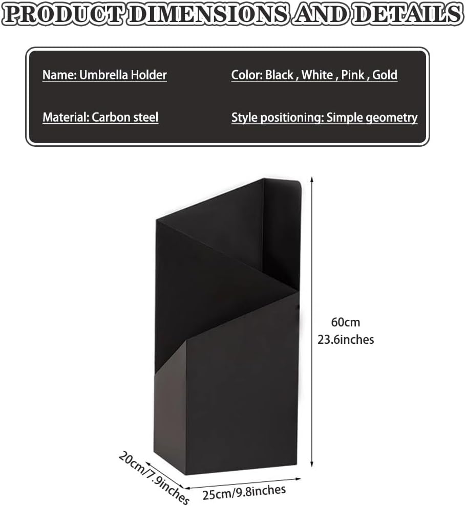 Large Umbrella Stand, Sleek Geometric Design, High-Capacity Umbrella Holder, Hotel Partition, Perfect Housewarming Gift (Black)