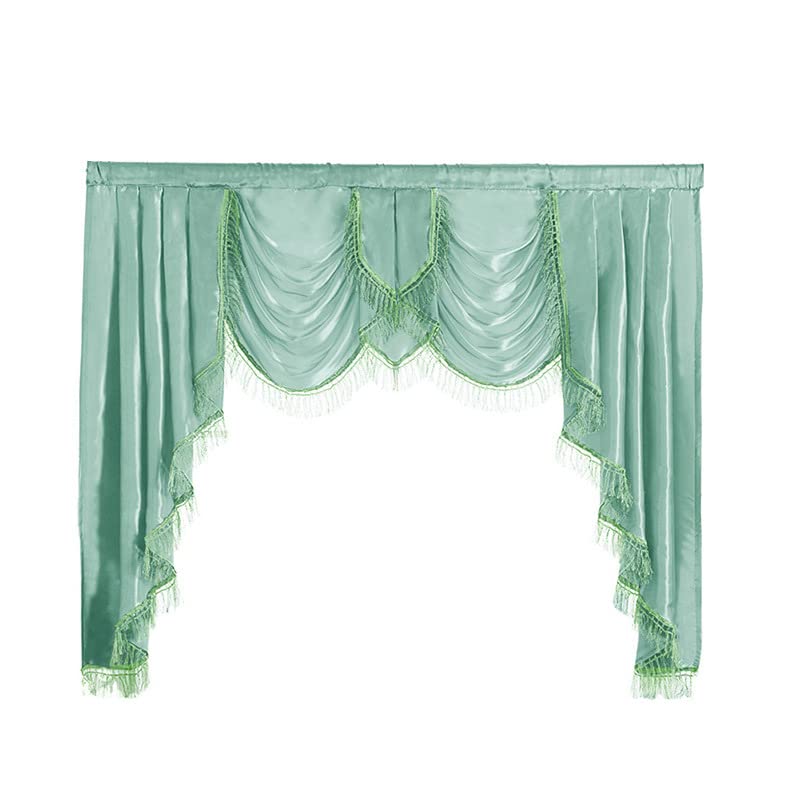 European Curtains Valance for Living Room Luxury European Style Curtains Short Curtain for Bedroom Window Curtains for Kitchen Rod Pocket Curtain Decor ( Color : Green , Size : 155x125cm(61x49inch) )