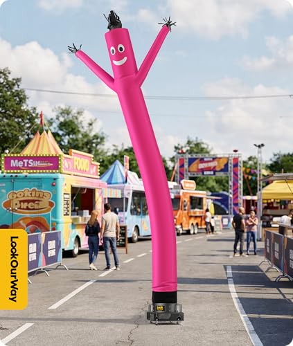 Image of LookOurWay Air Dancers Inflatable Tube Man Attachment - 20 Feet Tall Wacky Waving Inflatable Dancing Tube Guy for Business Promotion - Blower Not Included - Pink