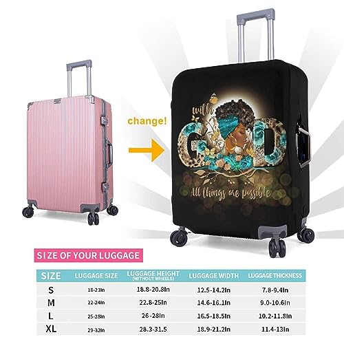 Image of Travel Suitcase Protector African American Girl Elastic Protective Washable Luggage Cover With Concealed Zipper Suitable For 18-32 Inch, Color-3-8, S (for 18--21 inch luggage)