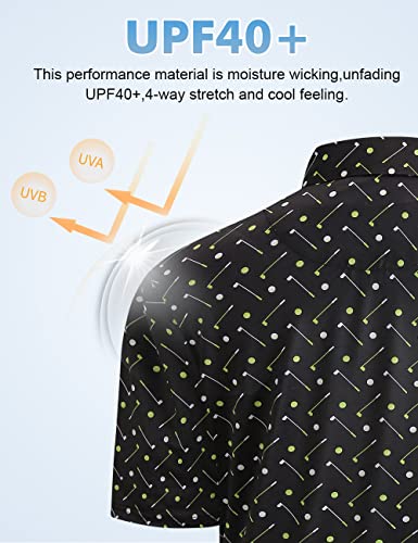 Hodaweisolp Golf Shirts for Men Dry Fit Print Moisture Wicking Performance Short Sleeve Polo Shirt - Image 3