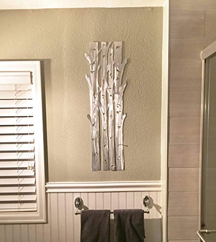 Aspen Tree Metal Wall Art Birch Forest Hallway Entry Patio Bathroom Kitchen Backsplash Decor Artwork