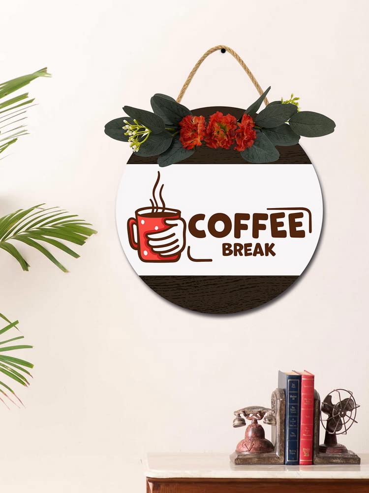 Targa In Legno Rotonda Per Bar 'Coffee Is Always A Good Idea' Diametro 30,5 Cm