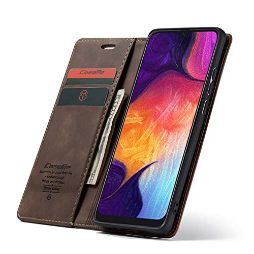 Galaxy A50 Case,Bpowe Leather Wallet Case Classic Design With Card Slot And Magnetic Closure Flip Fold Case For Samsung Galaxy A50 (Coffee) #TOP1