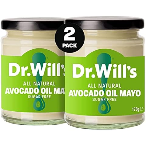 Dr Will's Avocado Oil Mayonnaise with No Artificial Sweeteners - 2 x 175g Jars - Made with Pure Avocado Oil & British Free Range Egg Yolk | Sugar Free Avocado Mayo | Keto Cover