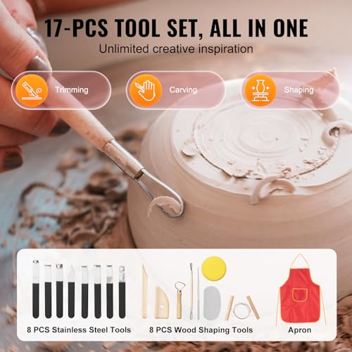 Image of VEVOR 25CM Pottery Wheel for Adults Beginners, Direct Drive Ceramic Pottery Wheel with LCD Touch Screen Foot Pedal 50-300RPM Adjustable Speed, 350W Electric Wheel for Pottery Art Craft DIY, Pink