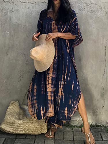Image of Kaftan Dresses for Women Plus Size Summer Beach Dress with Print and Swim Cover Ups