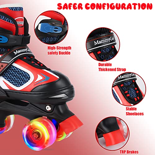 Image of Kids Roller Skates for Girls and Boys, 4 Sizes Adjustable Roller Skates with Light up Wheels, Outdoor & Indoor Roller Skates for Kids Children Beginners,Patines para Ninas Ninos