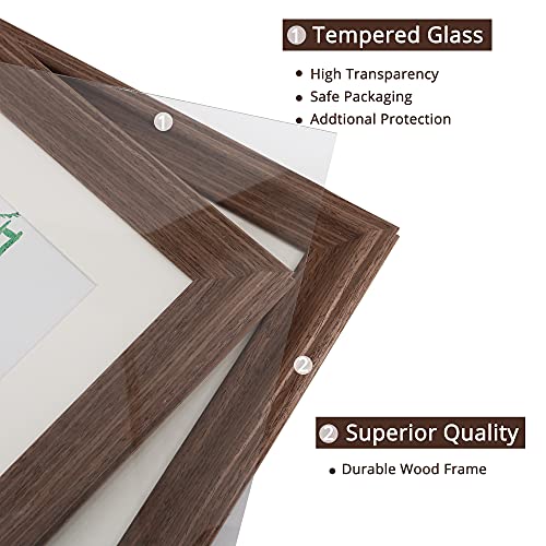 GraduationMall 11x14 Wooden Picture Frames,Display Photos 8x10 with Mat or 11x14 Without Mat,UV Protection Acrylic,Wall or Tabletop Display,Rustic Brown Set of 2 - Image 5