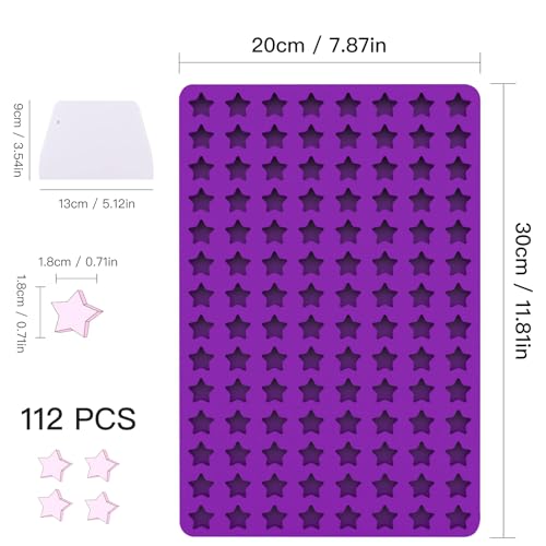 Silikon Hundekekse Backform, 112 Gitter Hundekuchen Backmatte mit Pentagramm-Formen für DIY Hundeleckerlies, Schokolade, Kekse, Süßigkeiten, BPA-Frei - Lila Pentagramm