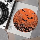 Psesaysky Halloween Pumpkin Bats Record Slip Mat Anti Static Turntable Platter Mat Fits all 12