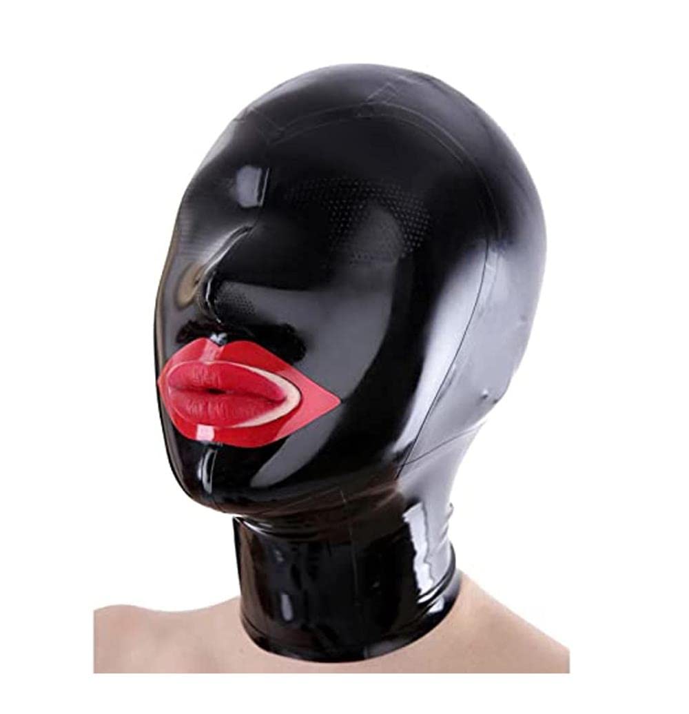 Weiße Latex Maske Offener Mund - BDSM Kopfmaske Für Cosplay & Party
