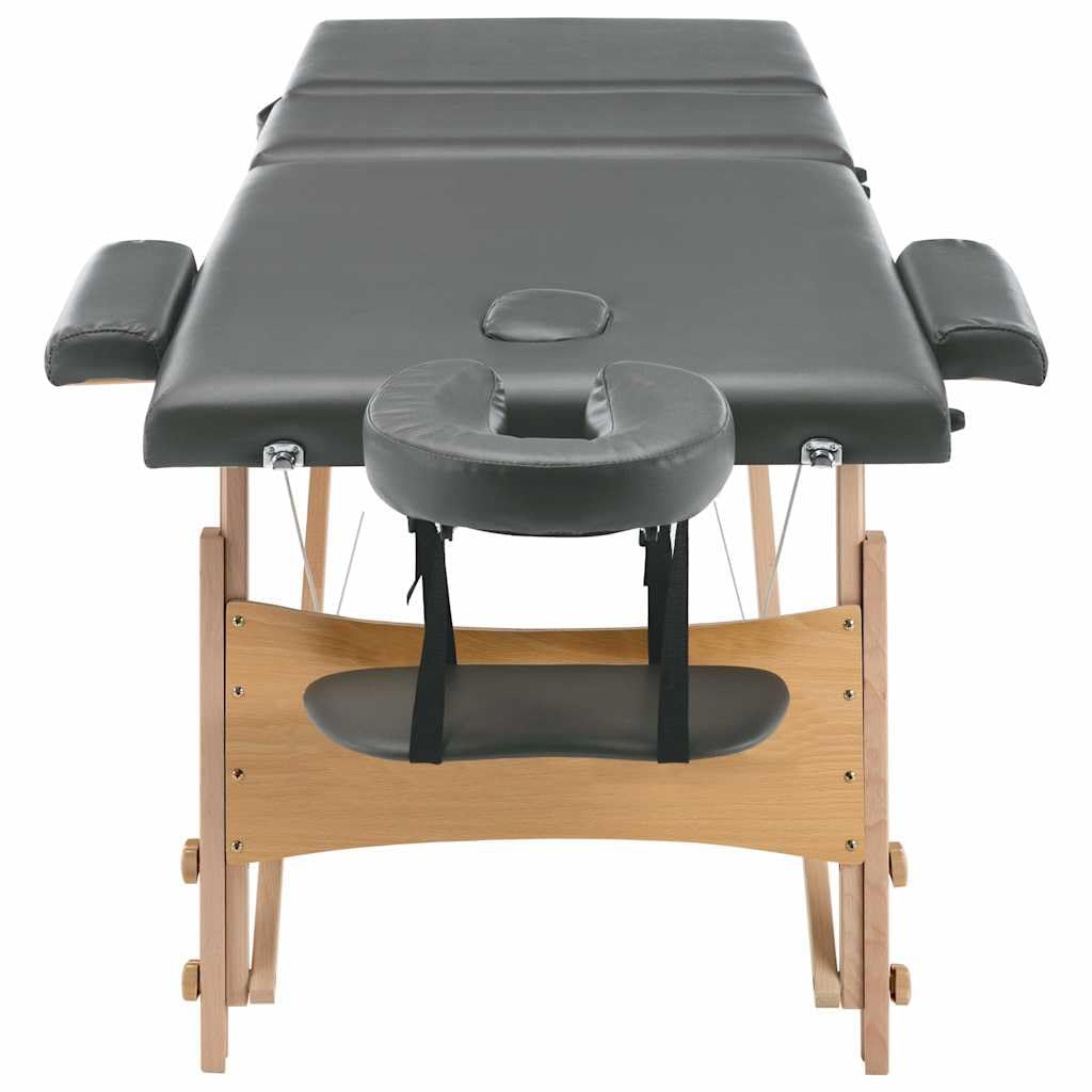 Massageliege klappbar 3-Zonen 186x68 cm mit Holzgestell und Tragetasche, Kosmetikliege für Massage Physiotherapie