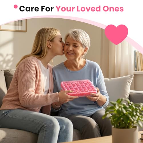 Image of Pill Organizer 3X a Day, Medicine Pill Organizer 7 Day, Weekly Pill Case with 21 Compartments for Medicine, Vitamin and Supplement - Full Pink