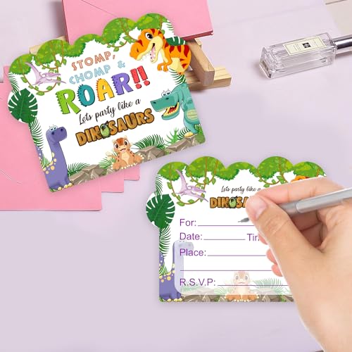 Image of Party Propz Birthday Invitation Cards - 25Pcs,Childrens Birthday Invitation Cards|Jungle Theme Invitation Card For Birthday Boy,Girl|Dinosaur Invitation Cards For Kids Party|Happy Birthday Invites