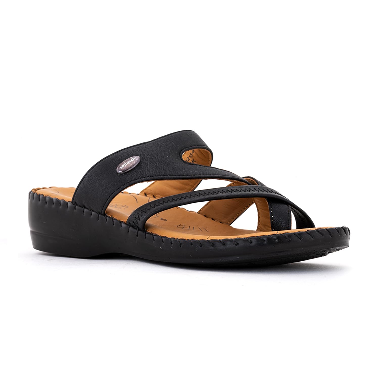 khadim's Softouch Leather Wedge Heel Slip On Sandal for Women-picture-42