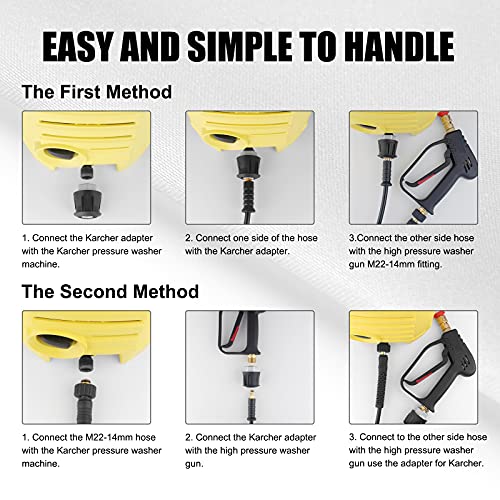 Qooltek High Pressure Washer Gun with 5 Detachable Spray Nozzle Tip, 1/4" Quick Connector & Adapter, M22-14 mm Fitting Car Jet Washer Cleaning Kits - Image 6